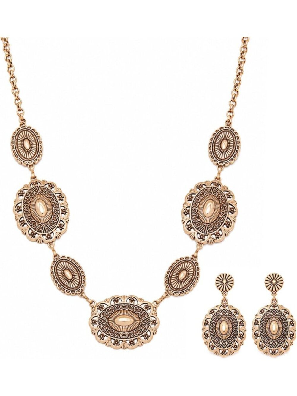 Cowgirl Western Jewelry Set for Women - Necklace & Earrings, Rustic Style